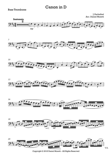 Canon in D - (Bass) Trombone and Piano (arr. Daniel Moretti)