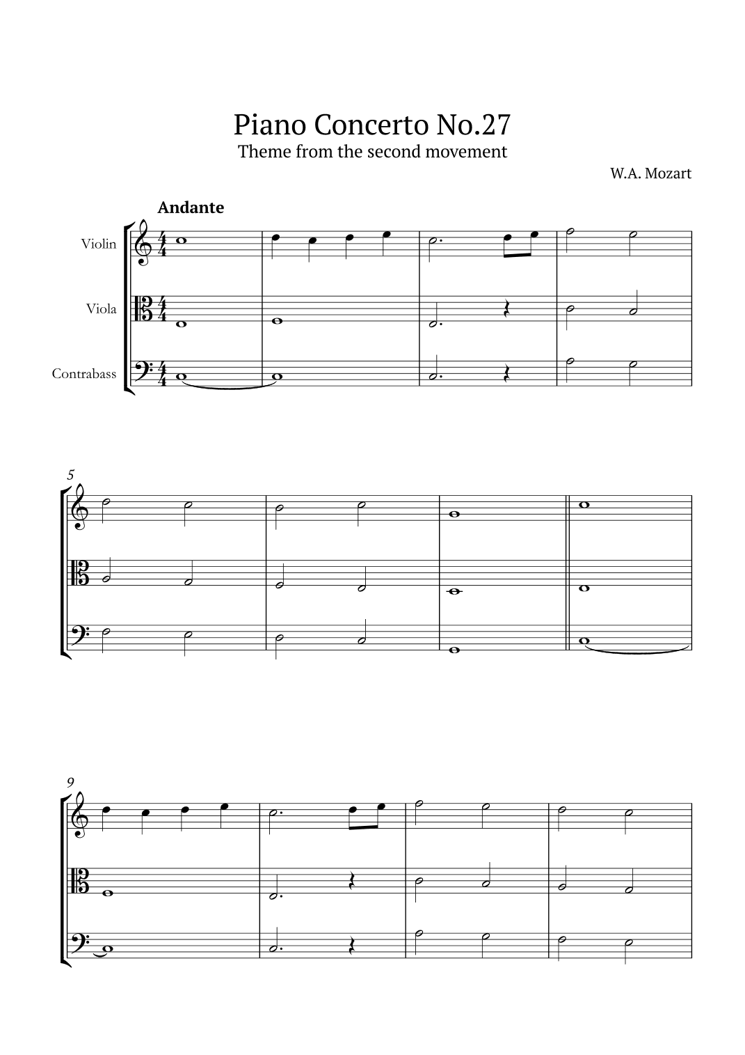 Piano Concerto No.27 (arr. André Nusa)
