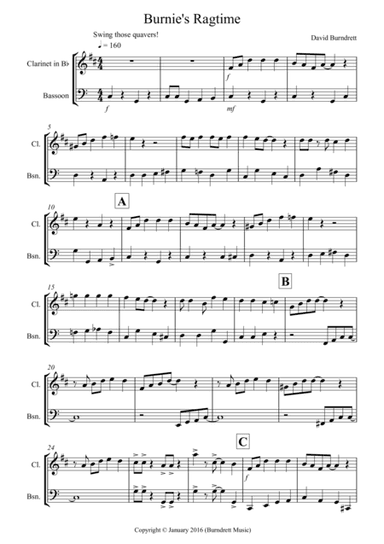 Burnie's Ragtime for Clarinet and Bassoon Duet