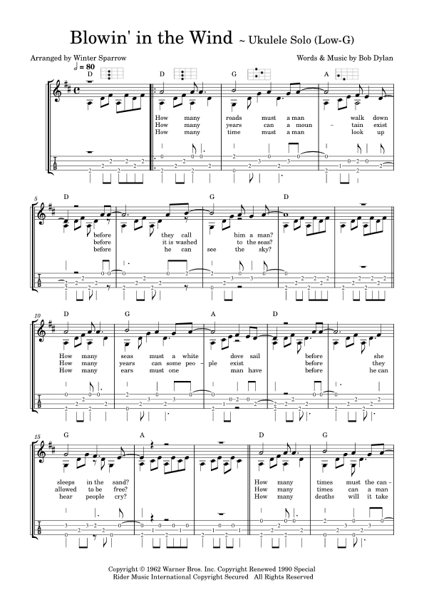 Blowin' In The Wind (arr. Winter Sparrow)