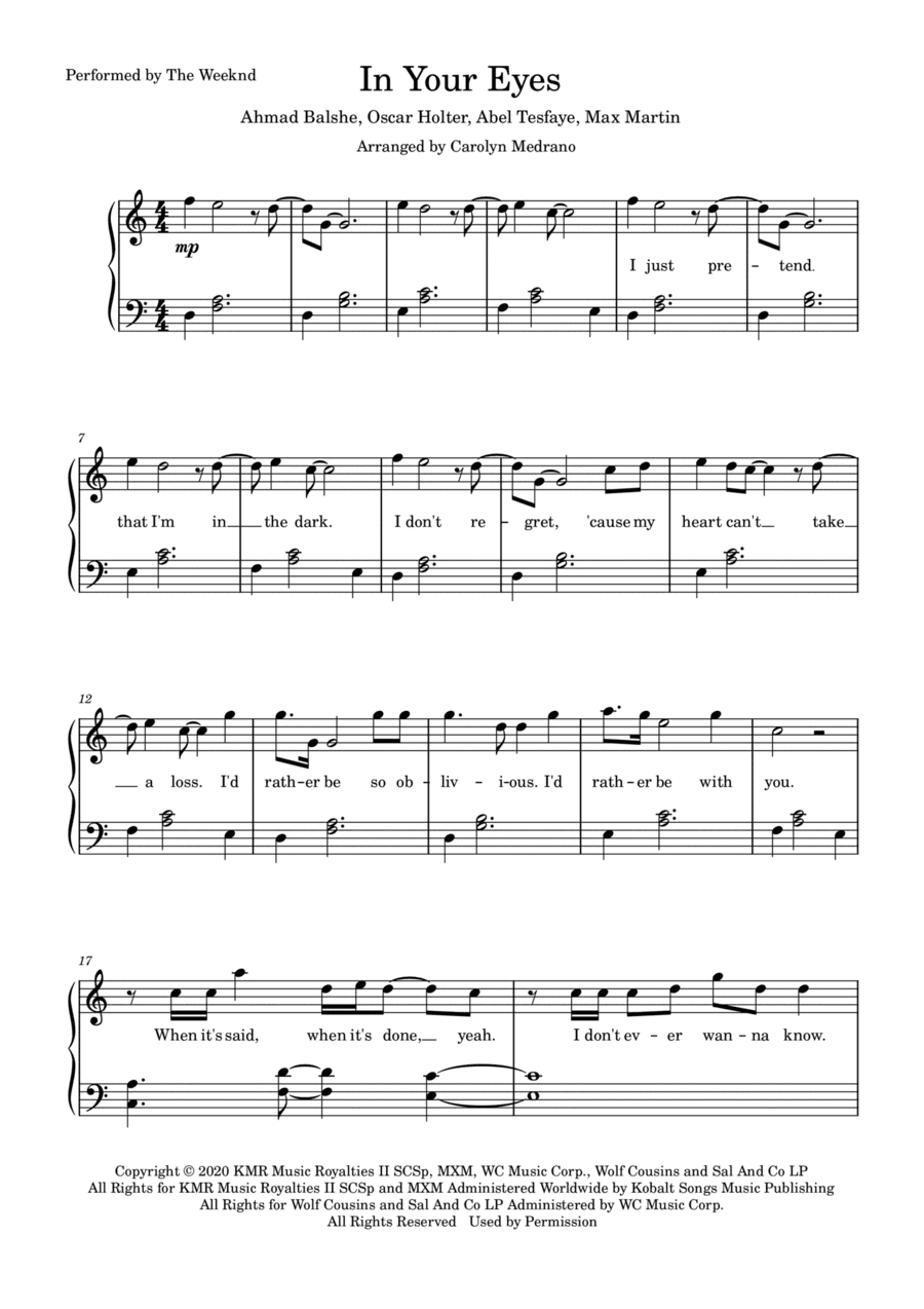 In Your Eyes (arr. Carolyn Medrano)