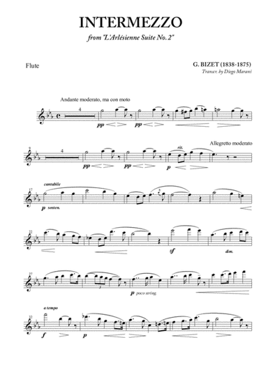 Intermezzo from "L'Arlesienne" for Flute and Piano (arr. Diego Marani)