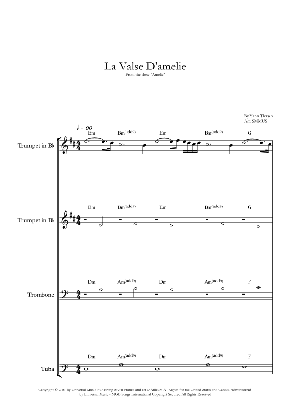 La Valse D'amelie (arr. SMMUS)