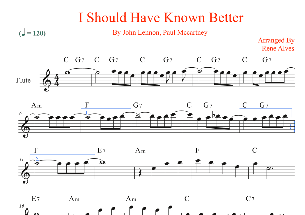 I Should Have Known Better (arr. Rene Alves)