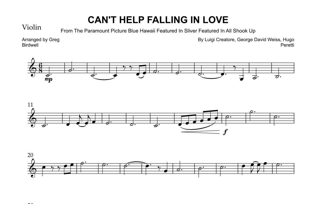 Can't Help Falling In Love (arr. Greg Birdwell)