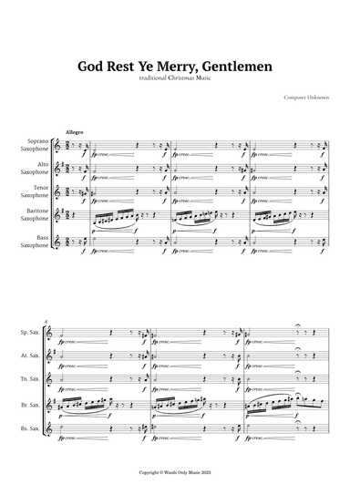 God Rest Ye Merry Gentlemen for Saxophone Ensemble (arr. Ander)
