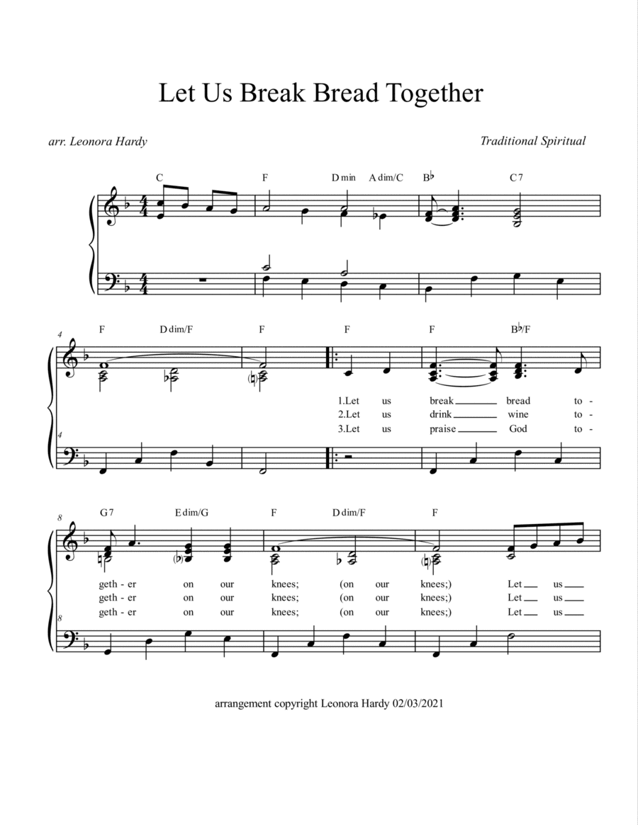 Let Us Break Bread Together (communion) (arr. Leonora Hardy)