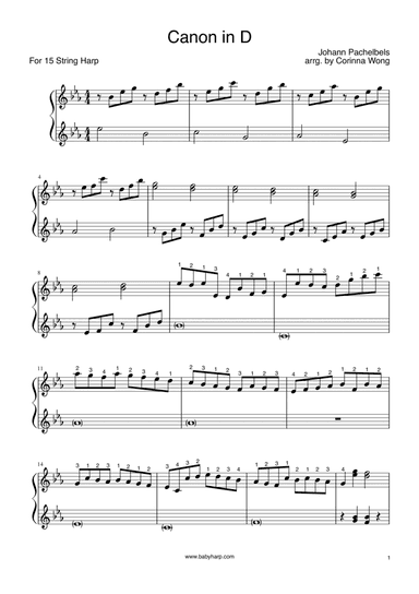 Canon in D by Johann Pachelbels - Harp Solo - 15 String Harp (arr. Corinna Wong)