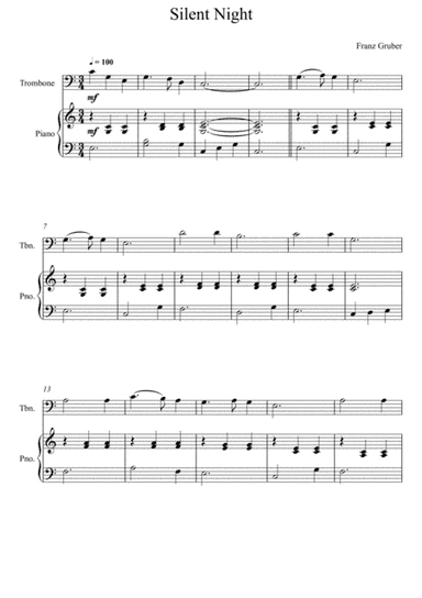 Franz Gruber - Silent Night C Key (Trombone Solo) (arr. André Laitano)