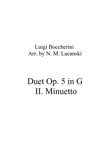 Duet Op. 5 in G II. Minuetto (arr. Nick Lacanski)