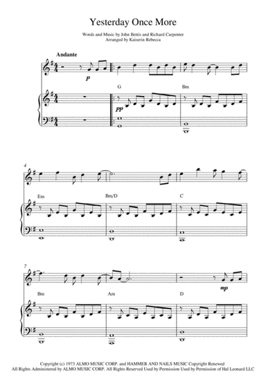 Yesterday Once More (arr. Kaiserin Rebecca)