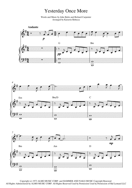Yesterday Once More (arr. Kaiserin Rebecca)