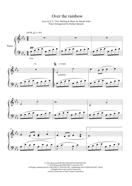 Over The Rainbow (from The Wizard Of Oz) (arr. Stefano Sposetti)