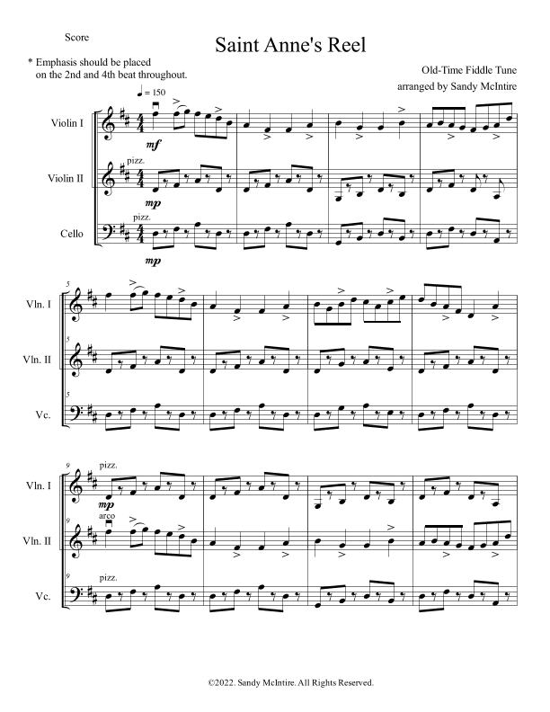 Saint Anne's Reel (arr. Sandy McIntire)
