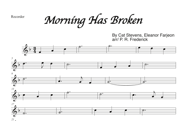Morning Has Broken (arr. P. R. Frederick)