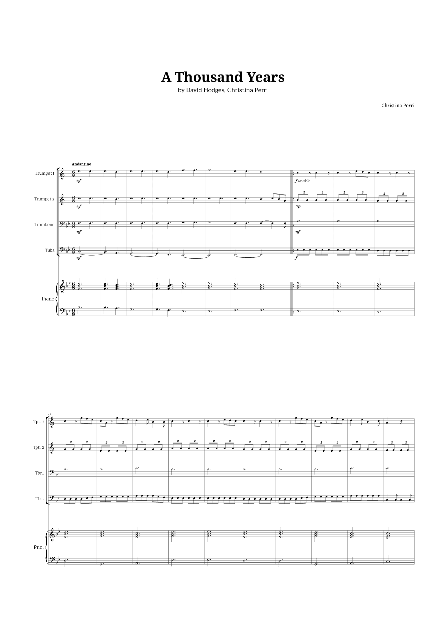 A Thousand Years (arr. Langanho)