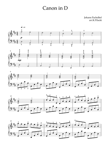 Canon in D - For Piano Solo (variations) (arr. KP82 Music)