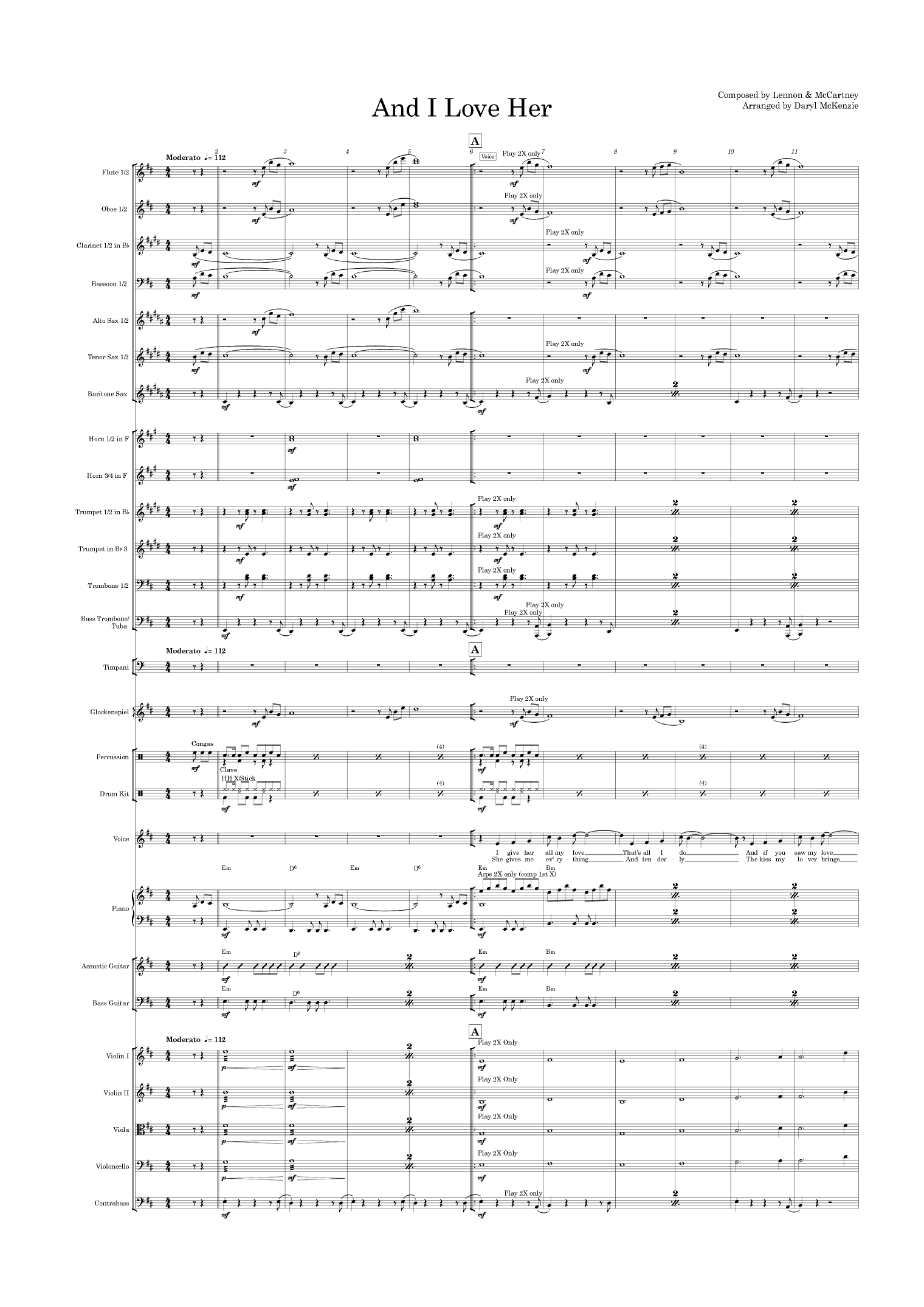 And I Love Her (arr. Daryl McKenzie)