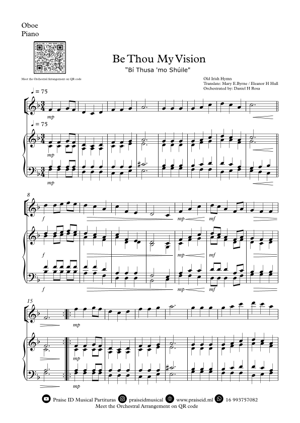 Be Thou My Vision - "Bí Thusa 'mo Shúile" - Easy Oboe and Piano (arr. Daniel H Rosa)