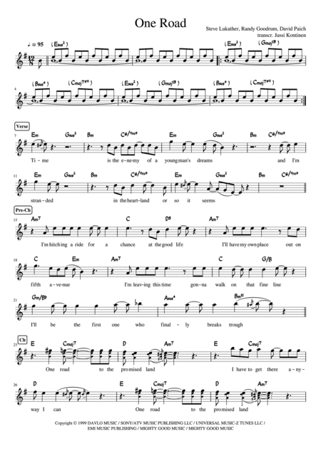 One Road (arr. Jussi Kontinen)