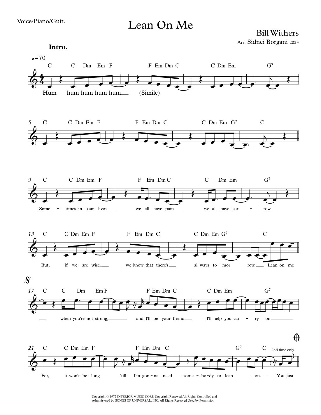 Lean On Me (arr. Sidnei Borgani)