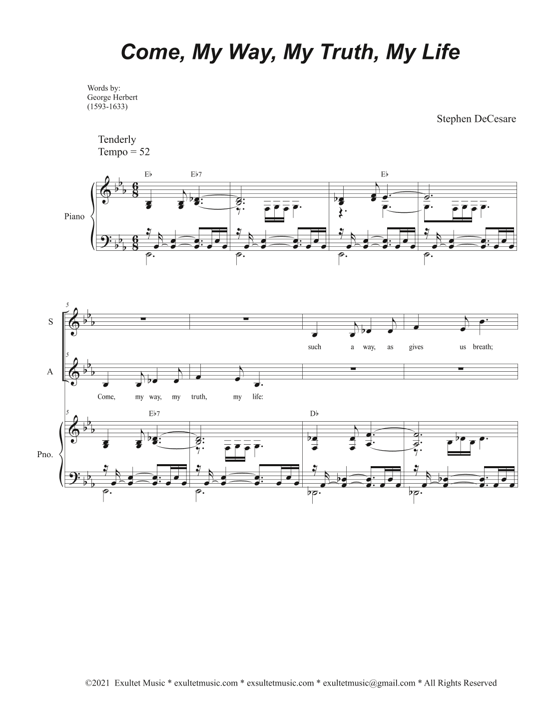 Come, My Way, My Truth, My Life (The Call) (2-part choir - (SA)