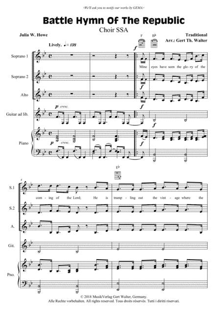 Battle Hymn Of The Republic (arr. Gert Th. Walter)