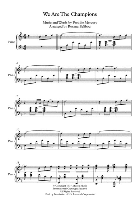 We Are The Champions (arr. Roxana Belibou)