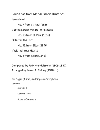 Four Arias from Mendelssohn Oratorios (arr. James F. Rickley)