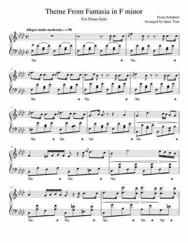 Theme from Schubert Fantasia in F minor - For Piano Solo (Intermediate) (arr. Quoc Tran)