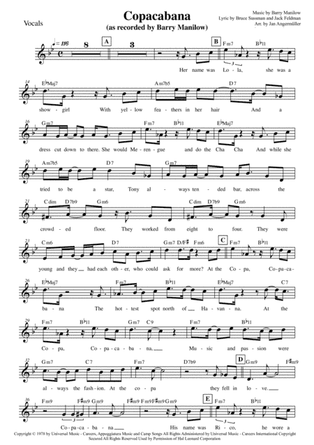 Copacabana (At The Copa) (arr. Jan Angermüller)