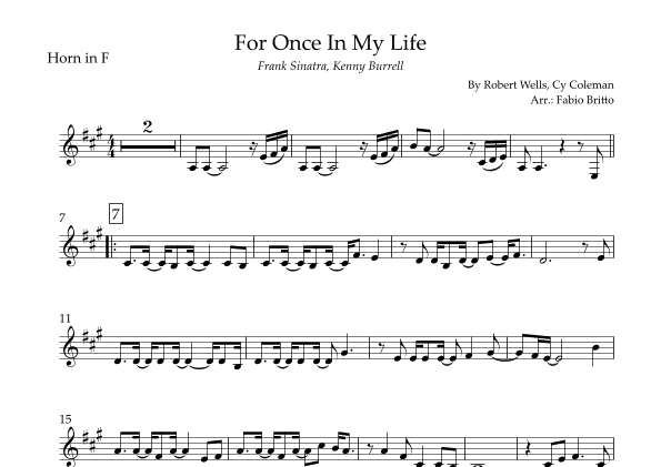 For Once In My Life (arr. Fabio Britto)