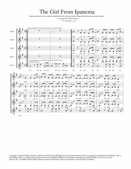 The Girl From Ipanema (Garota De Ipanema) (arr. Deke Sharon)