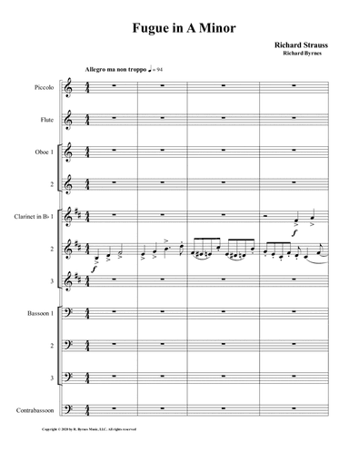 Fugue in A Minor by Richard Strauss for Strauss - Fugue - Woodwind Choir (arr. Richard Byrnes)
