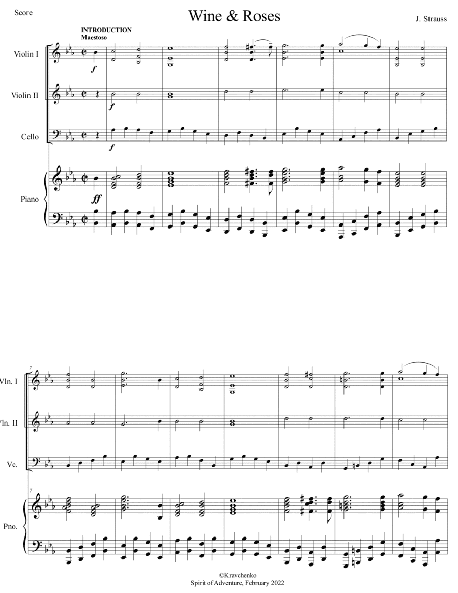 Johann Strauss II - "Wine, Women and Song" Waltz arr. for piano quartet (arr. Julia Samarska)