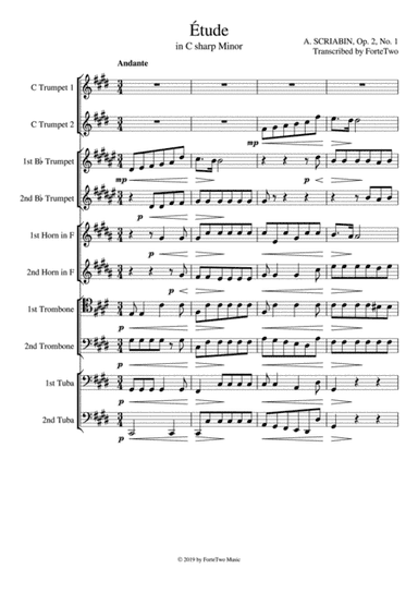 Scriabin Etude in C-sharp Minor  (Op. 2 No. 1) for Brass Ensemble (arr. ForteTwo)