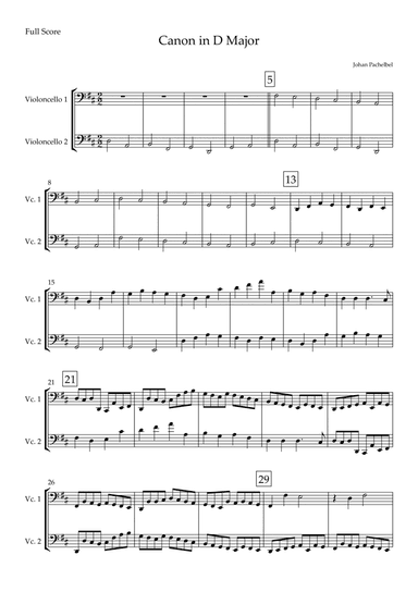 Canon in D Major (Johann Pachelbel) for Cello Duo (arr. Fabio Britto)
