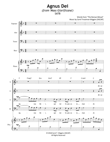 Agnus Dei from "Mass Glorificana" (SATB)