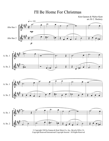 I'll Be Home For Christmas (arr. B. C. Dockery)