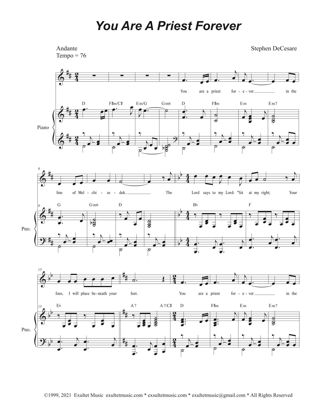 You Are A Priest Forever (Vocal solo)