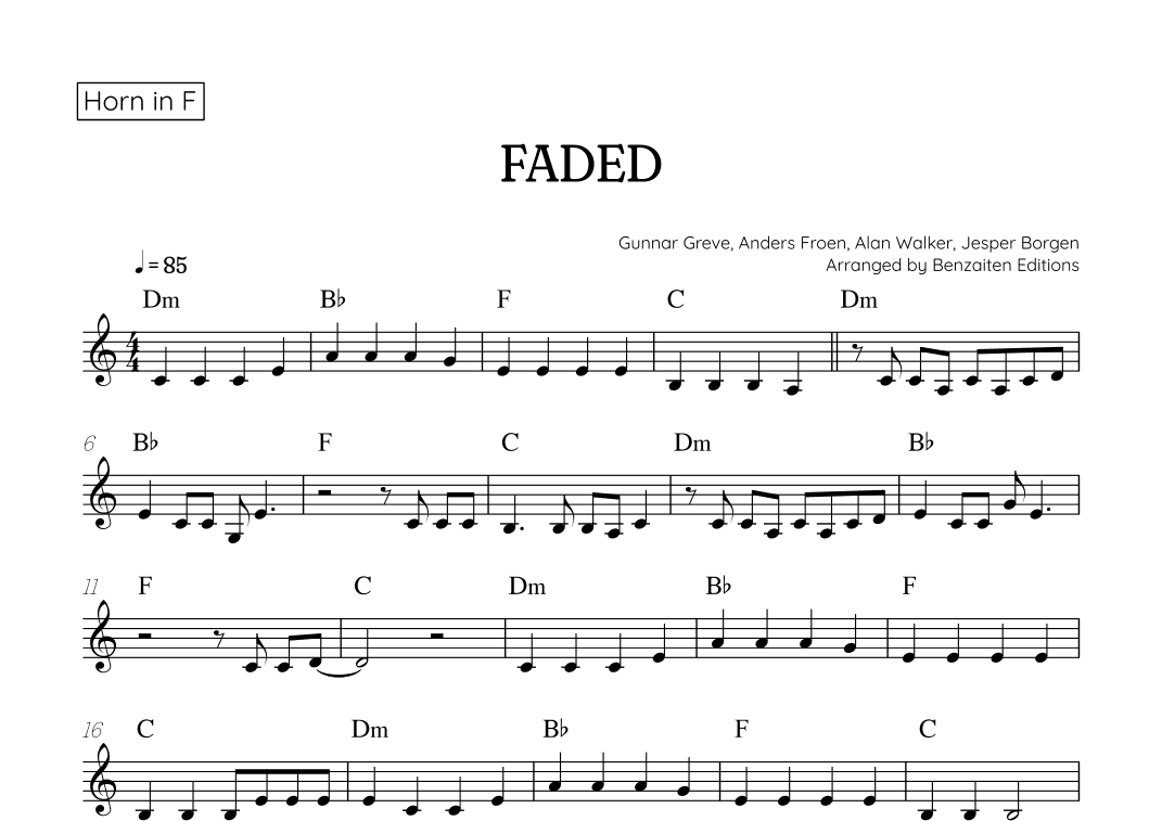 Faded (arr. Benzaiten Editions)
