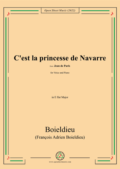 Boieldieu-Cest la princesse de Navarre,from Jean de Paris,for Voice and Piano (arr. OSM Press)