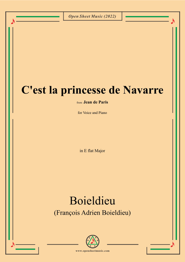 Boieldieu-Cest la princesse de Navarre,from Jean de Paris,for Voice and Piano (arr. OSM Press)