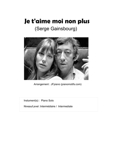 Je T'aime Moi Non Plus (arr. JFpiano)
