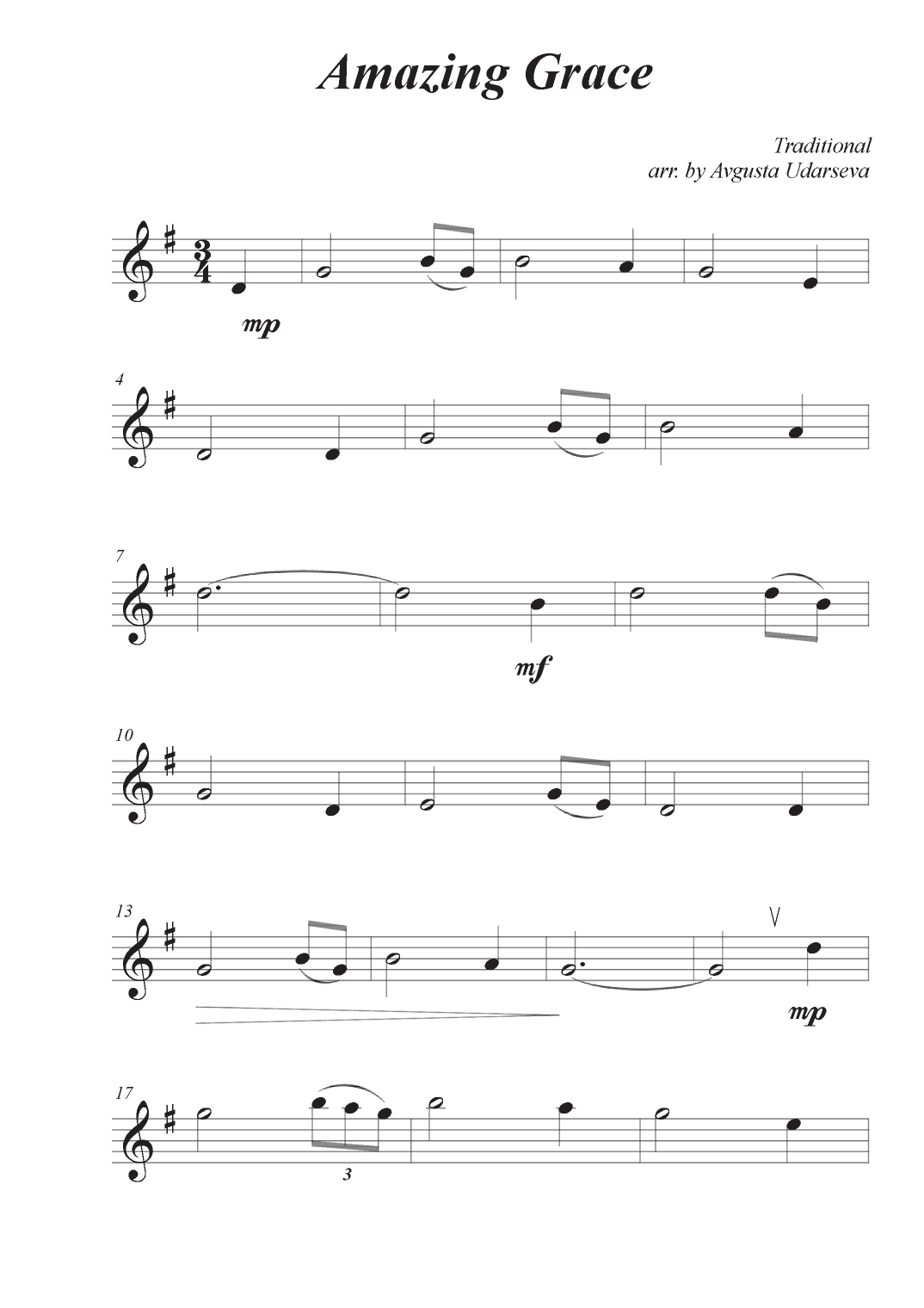 Amazing Grace (arr. Avgusta Udartseva)