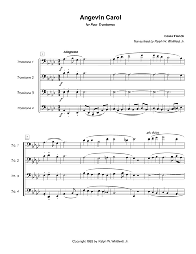 Angevin Carol - Trombone Quartet (arr. Ralph Whitfield, Jr.)
