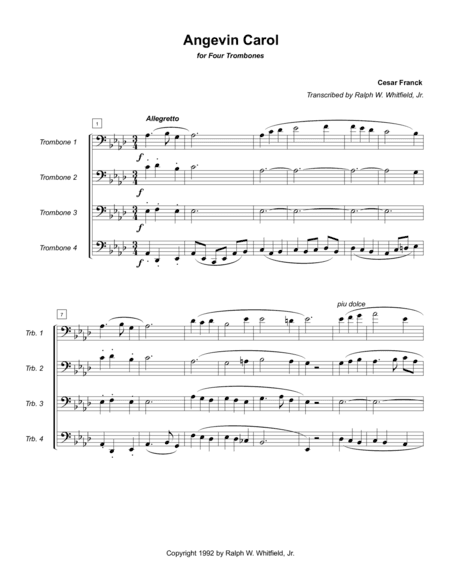 Angevin Carol - Trombone Quartet (arr. Ralph Whitfield, Jr.)
