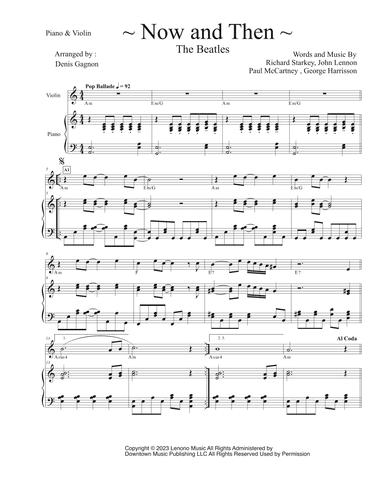 Now And Then (arr. Arranged by : Denis Gagnon)