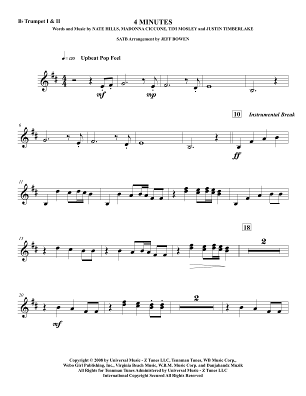 4 Minutes (arr. Jeffrey Bowen)