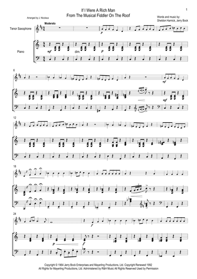 If I Were A Rich Man (arr. John Nicolaus)